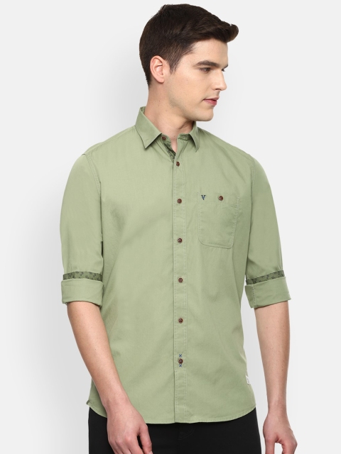 

VAN HEUSEN DENIM LABS Men Green Opaque Casual Shirt