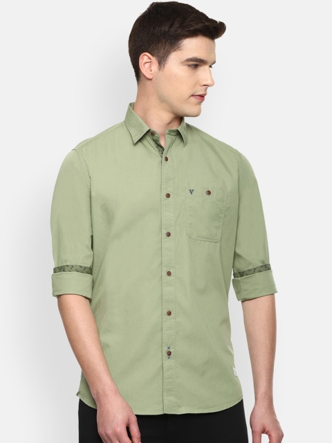 

VAN HEUSEN DENIM LABS Men Green Opaque Casual Shirt