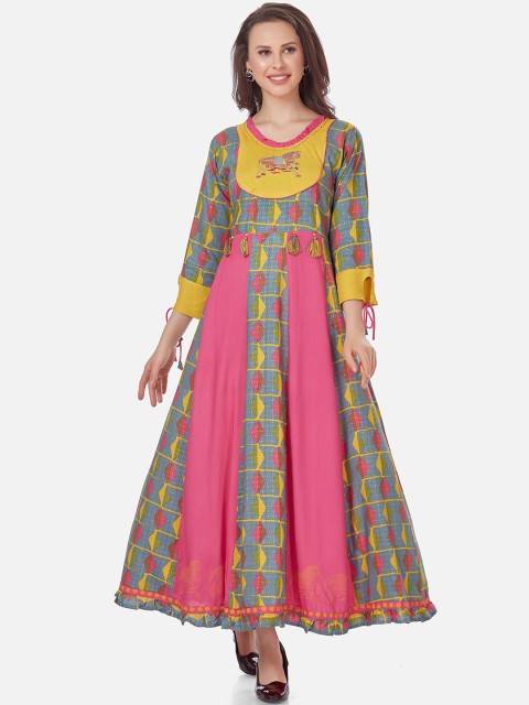 

Kiana Multicoloured Printed Maxi Dress With Dupatta, Multi