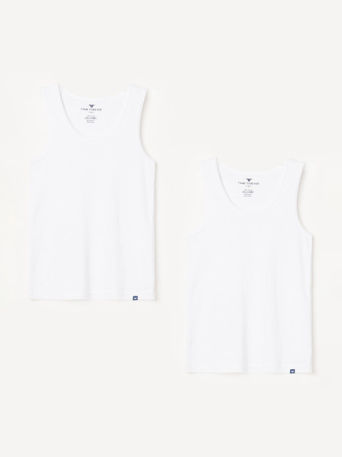 

Fame Forever by Lifestyle Boys Pack Of 2 White Solid Cotton Innerwear Vests FBIW-RIBVEST