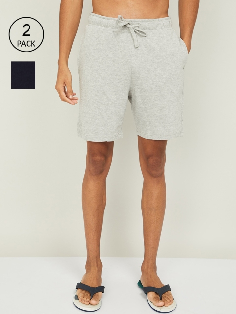 

Fame Forever by Lifestyle Men Set of 2 Grey Melange & Navy Blue Solid Boxers