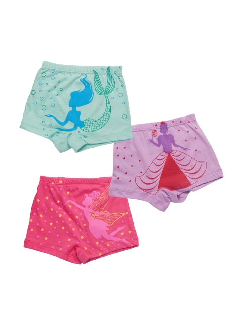 

You Got Plan B Girls Pink Pack of 3 Pink, Lavender & Blue Printed Regular Shorts