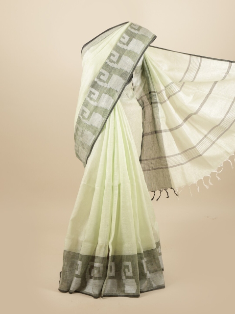 

Pothys Green & Black Linen Blend Saree