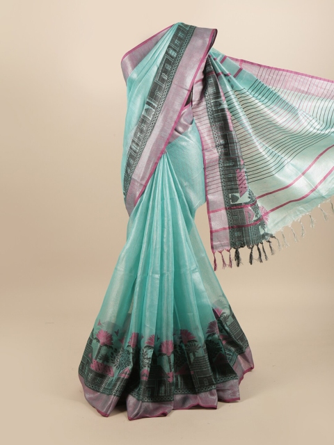 

Pothys Blue & Black Linen Blend Saree