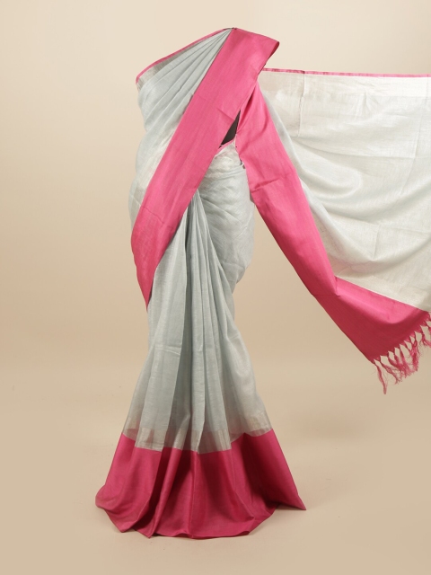 

Pothys Grey & Fuchsia Linen Blend Saree