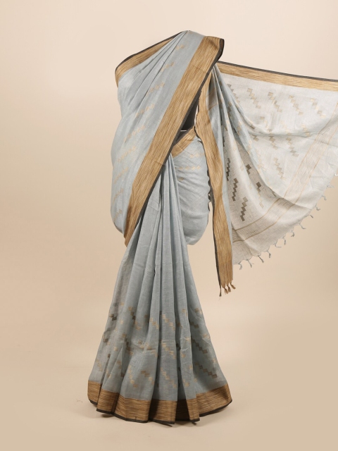 

Pothys Grey & Black Woven Design Linen Blend Saree