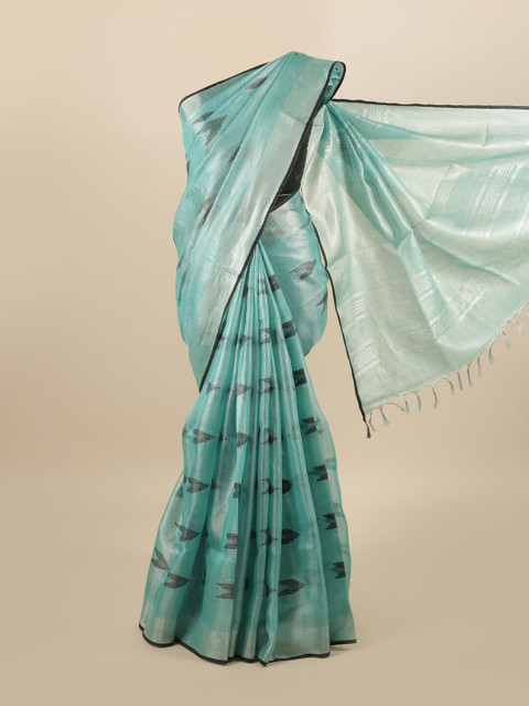 

Pothys Blue & Black Linen Blend Saree