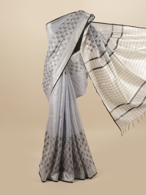 

Pothys Grey & Black Linen Blend Saree