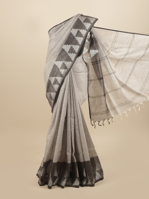 

Pothys Grey & Black Linen Blend Saree