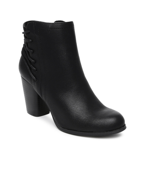 Steve Madden Women Black Heeled Boots available at myntra for Rs.4499