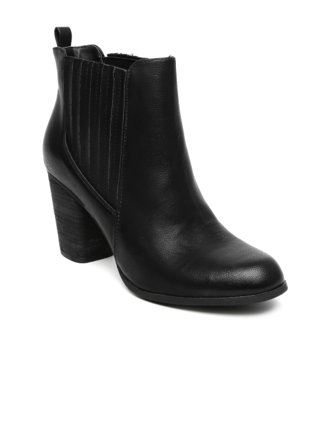 Steve Madden Women Black Heeled Boots available at myntra for Rs.3599