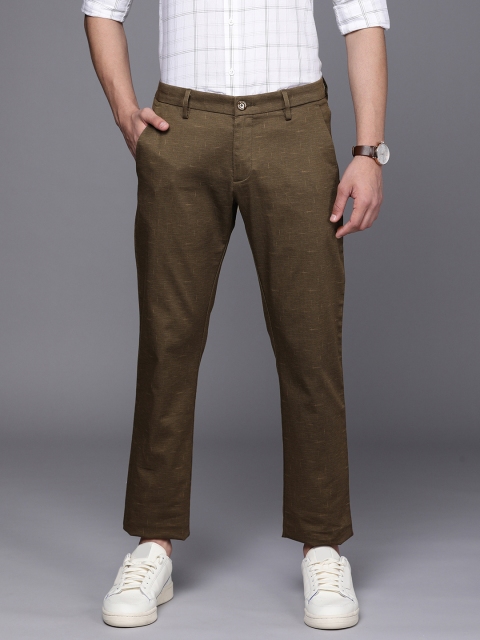 

Allen Solly Men Brown Printed Slim Fit Regular Trousers