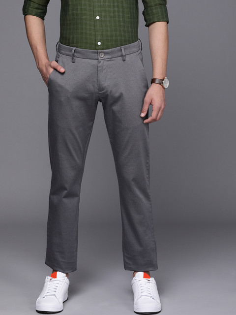 

Allen Solly Men Grey Micro Printed Slim Fit Trousers