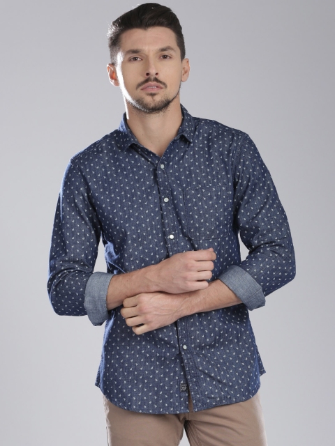 

Bossini Men Navy Blue Printed Casual Shirt