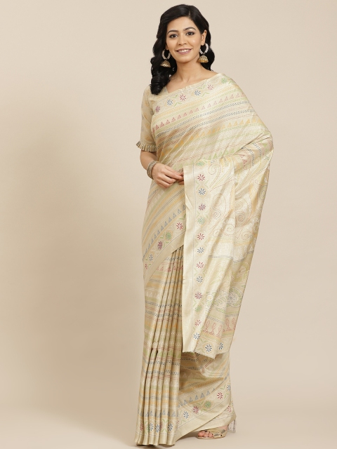 

SHANGRILA Beige Art Silk Saree