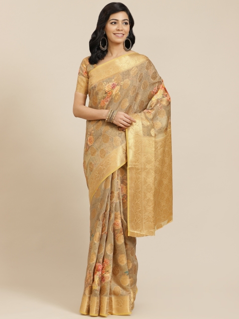 

SHANGRILA Gold-Toned Woven Design Pure Silk Ready to Wear Saree
