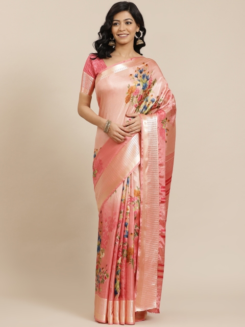 

SHANGRILA Peach-Coloured Woven Design Silk Cotton Ready to Wear Saree