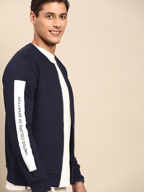 

United Colors of Benetton Men Navy Blue Solid Sweatshirt