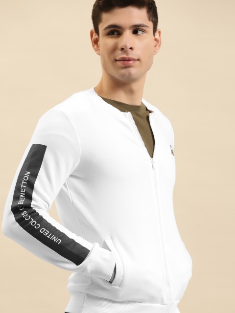 

United Colors of Benetton Men White Solid Sweatshirt