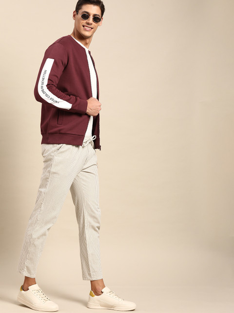 

United Colors of Benetton Men Maroon Solid Sweatshirt