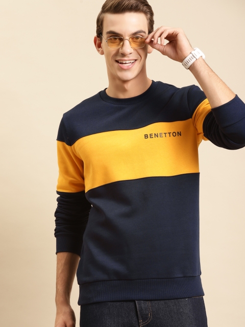 

United Colors of Benetton Men Navy Blue Sweatshirt
