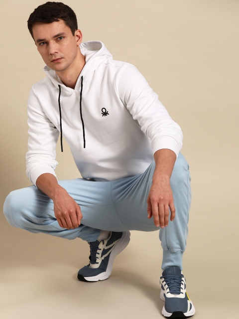 

United Colors of Benetton Men White Hooded Sweatshirt