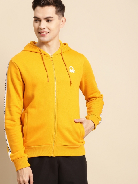 

United Colors of Benetton Men Yellow Hooded Sweatshirt