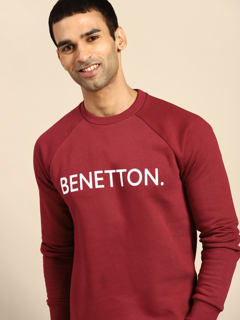 

United Colors of Benetton Men Maroon Printed Sweatshirt