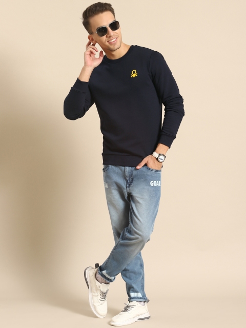 

United Colors of Benetton Men Navy Blue Solid Sweatshirt