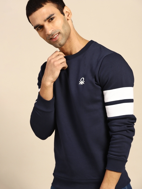 

United Colors of Benetton Men Navy Blue Solid Sweatshirt