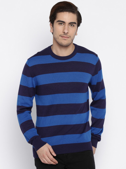 

Fame Forever by Lifestyle Men Blue Striped Pullover