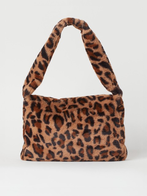 

Women Brown Animal Printed Faux Fur Bag, Beige