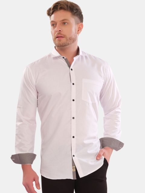 

VeBNoR Men White Opaque Casual Shirt