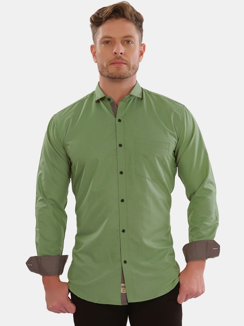 

VeBNoR Men Olive Green Opaque Casual Shirt