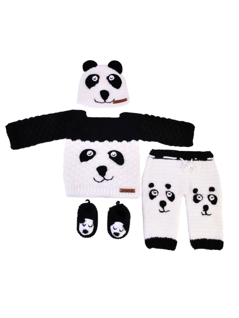

The Original Knit Kids Black & White Hand Knit Clothing Set With Booties & Beanie