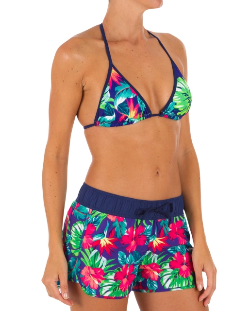 

OLAIAN By Decathlon Women TINI BORA Blue & Green Floral Printed Rapid Dry Board Shorts