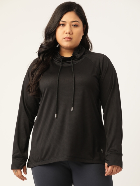 

SPIRIT ANIMAL Women Black Solid Plus Size Post Practice Pullover Top