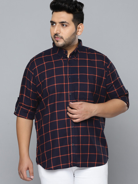 

DENNISON Men Navy Blue Smart Slim Fit Opaque Checked Formal Shirt