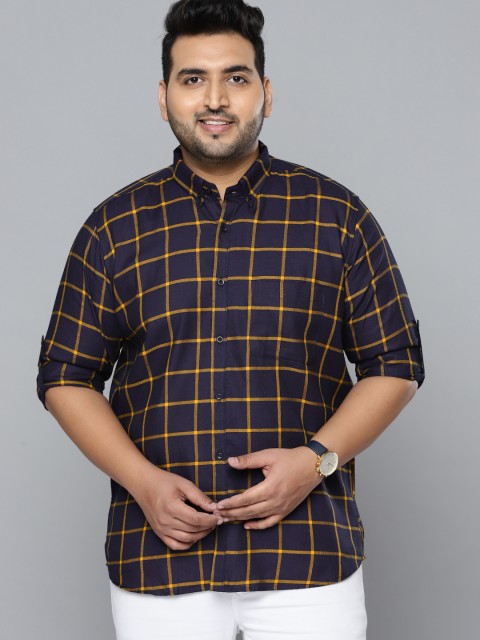 

DENNISON Men Navy Blue Smart Slim Fit Checked Casual Shirt