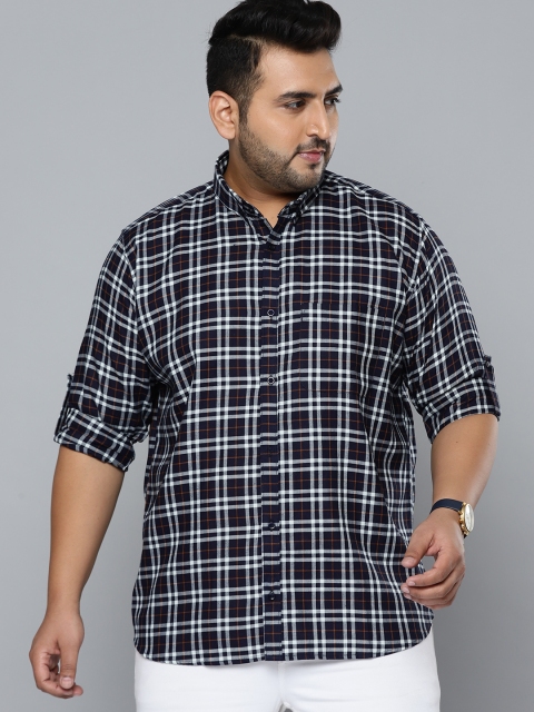 

DENNISON Men Navy Blue Smart Slim Fit Checked Casual Shirt