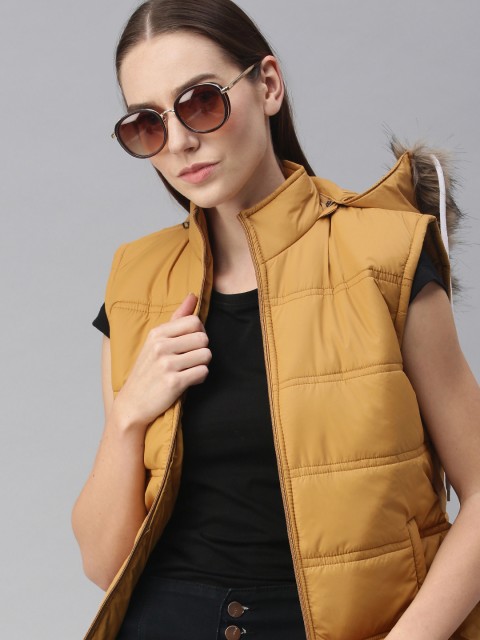 

VOXATI Women Mustard Open Front Jacket