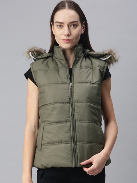 

VOXATI Women Olive Green Padded Jacket