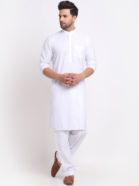 

Benstoke Men White Solid Regular Kurta With Pyjamas