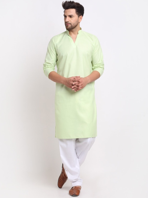 

Benstoke Men Sea Green Solid Regular Cotton Blend Kurta with Salwar