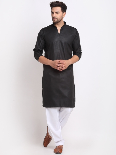 

Benstoke Men Black Pleated Kurta with Salwar
