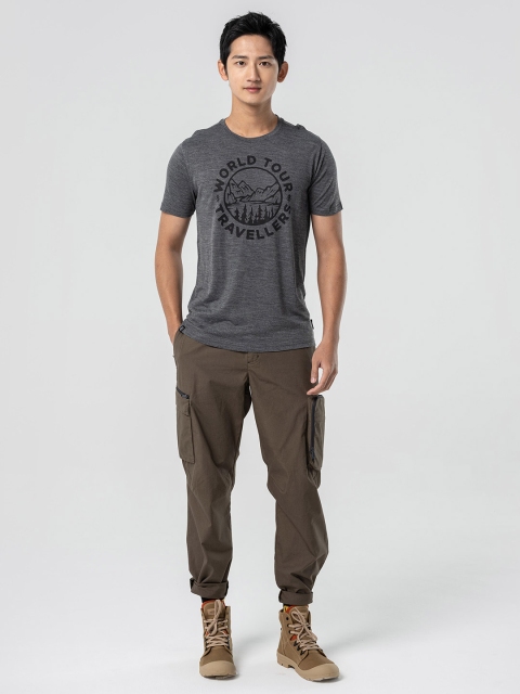 

FORCLAZ By Decathlon Men Charcoal & Black Printed T-shirt