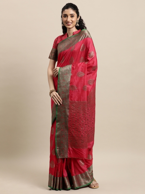 

Mitera Pink Floral Zardozi Banarasi Saree