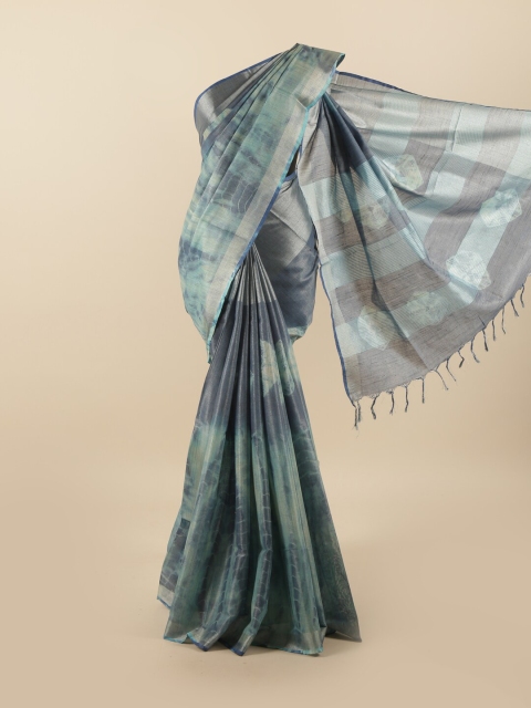 

Pothys Grey & Blue Tie and Dye Linen Blend Saree