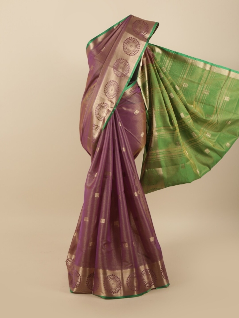 

Pothys Purple & Green Woven Design Zari Tissue Saree