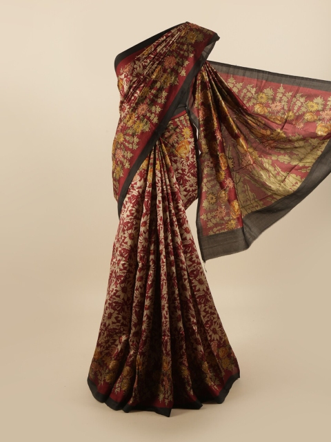 

Pothys Multicoloured & Beige Floral Beads and Stones Pure Silk Saree, Multi